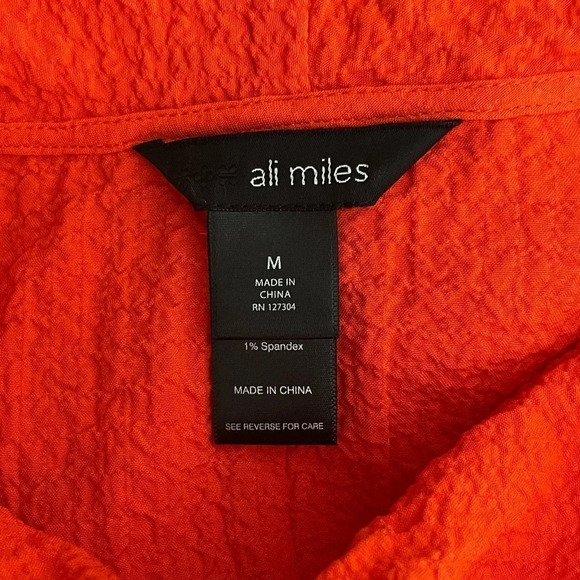 Ali Miles | Cowl Neck Top Roll Tab Sleeves Zip Pocket Lagenlook Orange - Picture 6 of 8